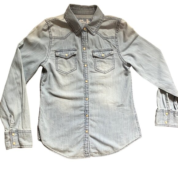 Mudd Girls M(10/12) Chambraly Long Sleeve Snap Shirt SUPER SOFT - Picture 4 of 14